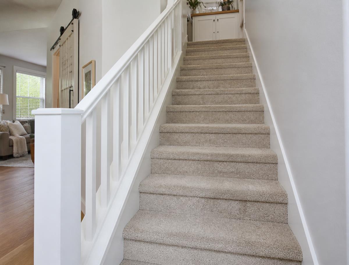 Freshly cleaned carpeted staircase